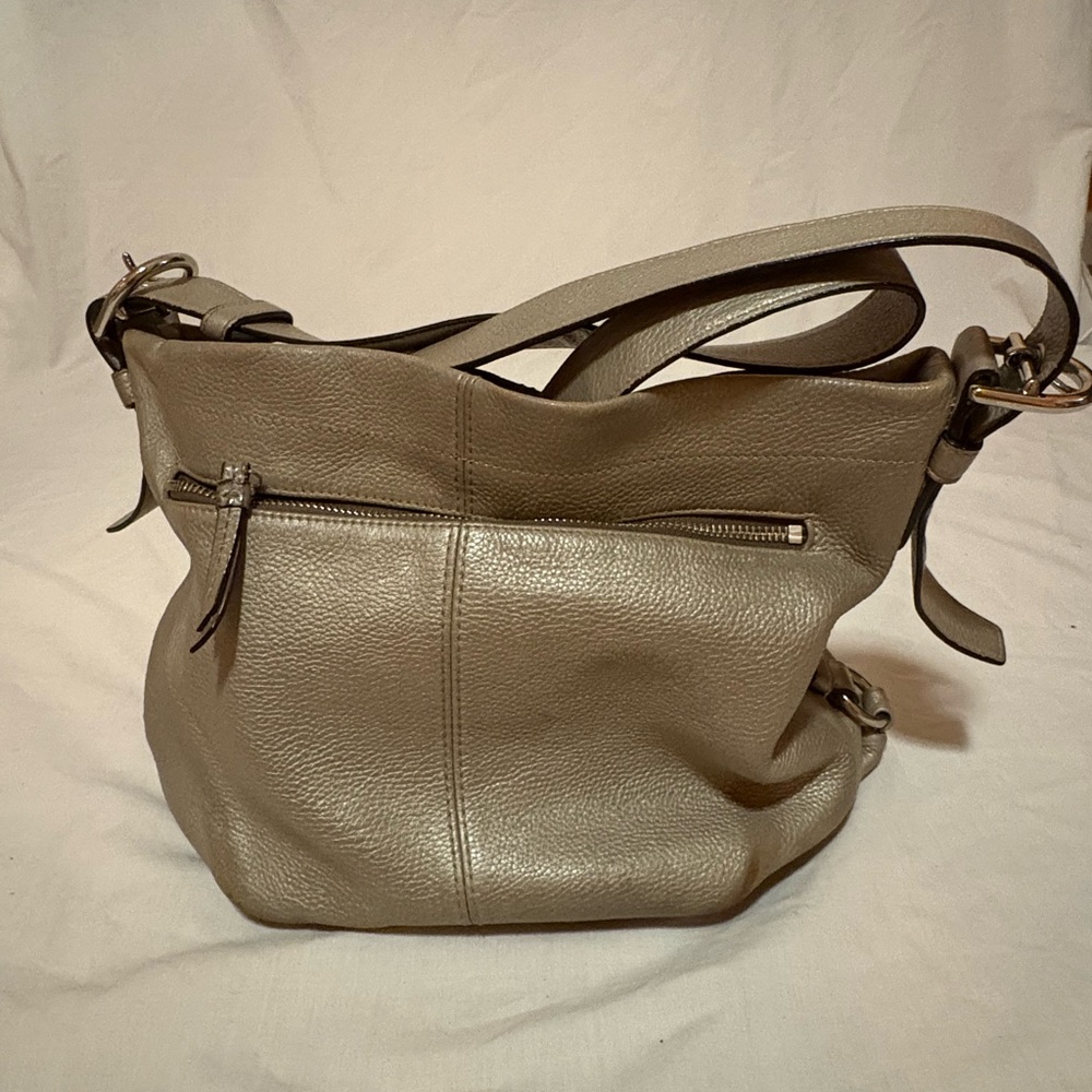 Silvery gold crossbody Coach bag